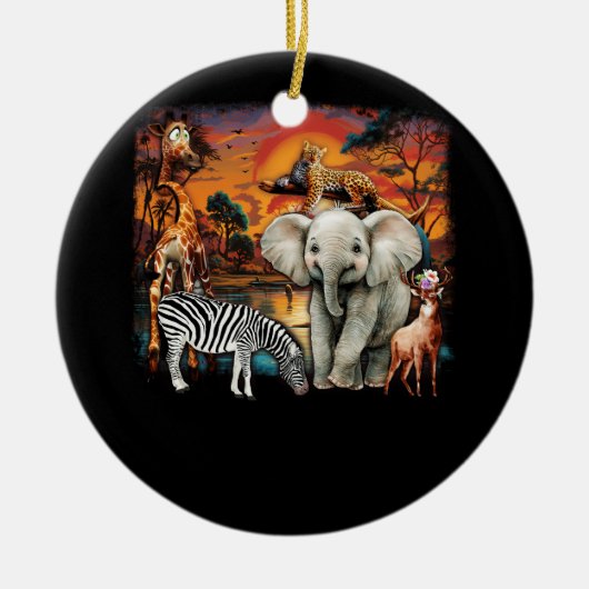 Dierentuin Dieren Wildlife Verjaardagsfeestje Wild Keramisch Ornament (Voorkant)