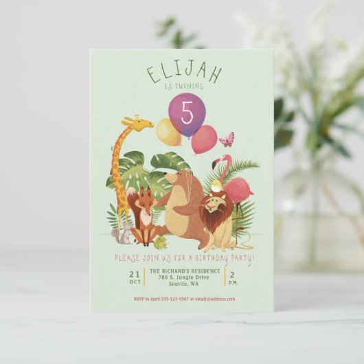 dierentuin dierentuin diervriendelijke geboortedag kaart (Staand voorkant)