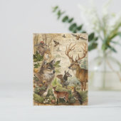Dierentuin in het bos wolf herten natuur briefkaart (Staand voorkant)