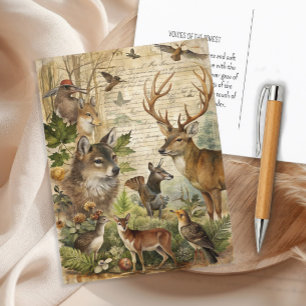 Dierentuin in het bos wolf herten natuur briefkaart
