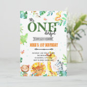 Dierentuin mr onederful verjaardagsuitnodiging kaart (Staand voorkant)