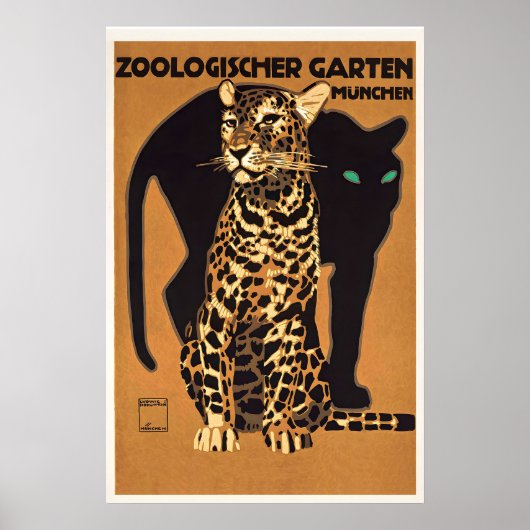 Dierentuin München Black Panther aan het voeren Poster (Voorkant)