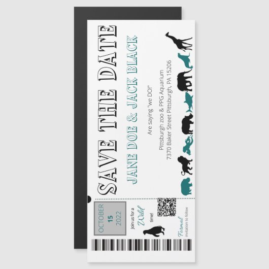 Dierentuin Save the Date Magnetische Uitnodiging (Voorkant / Achterkant)