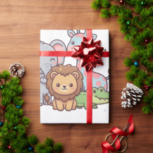 Dierentuin Schattig Dier Kawaii Kind Plezier Wilde Cadeaupapier