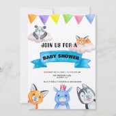 Dierentuin Thema Baby Shower Met Pasgeboren Dieren Kaart (Voorkant)