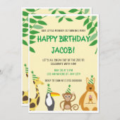 Dierentuin Thema Kinderverjaardagsfeestje Kaart (Voorkant / Achterkant)