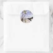 Dierentuin uit het verleden, Kolibrie Vogel Orchid Ronde Sticker (Tas)