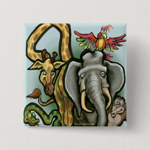 Dierentuin Vierkante Button 5,1 Cm