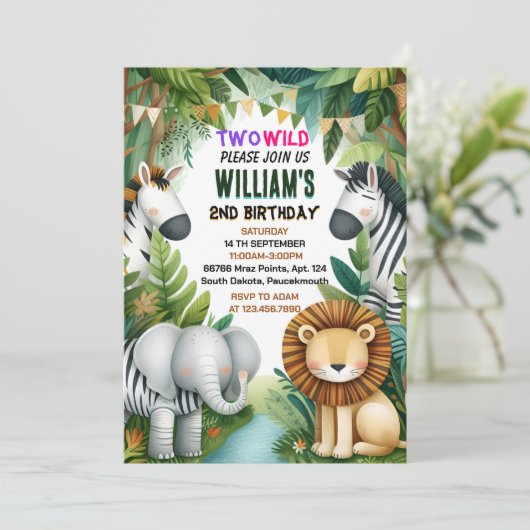 Dierentuin zebra safari In Twee De Wilde 2e Verjaa Kaart (Staand voorkant)