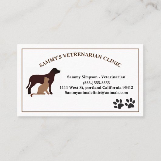 Dierenveeartsenijdienst Visitekaartje (Voorkant)