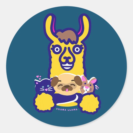 Dierenveer die van Dog houdt Ronde Sticker (Voorkant)