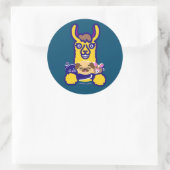 Dierenveer die van Dog houdt Ronde Sticker (Tas)