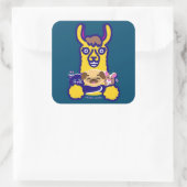 Dierenveer die van Dog houdt Vierkante Sticker (Tas)