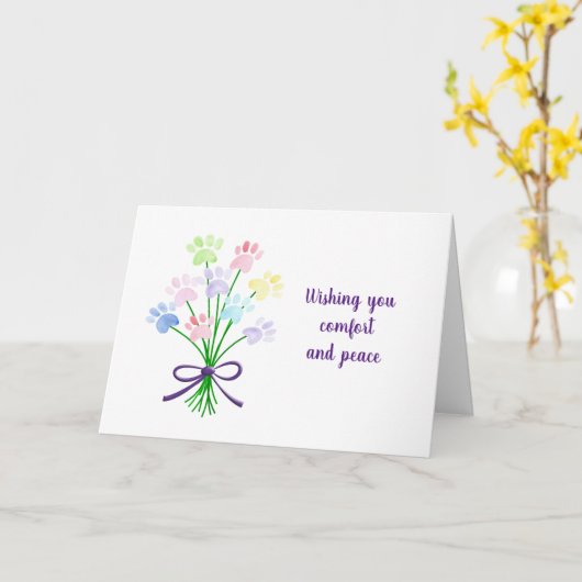 Dierenverlies Condoleances Sympathy Paws Floral Ca Kaart (Gele Bloem)