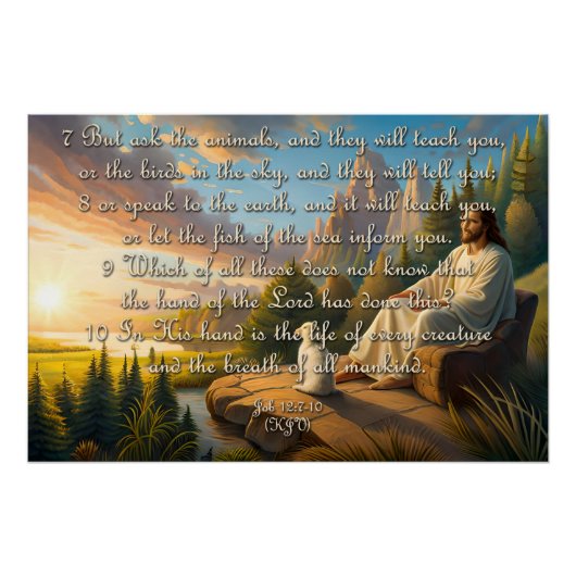 Dierenvers poster - Job 12:7-10 (Voorkant)