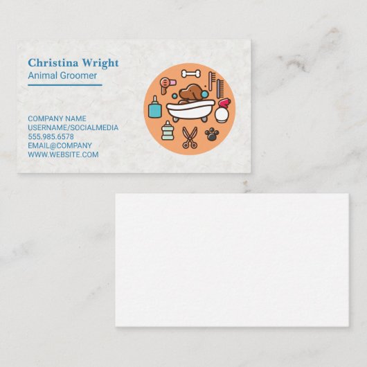 dierenverzorger | Doggie in bad Visitekaartje (Voorkant / Achterkant)