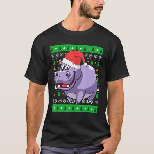 Dierenverzorger Egypte Dier Hippo Lelijk Kerstfees T-shirt (Voorkant)