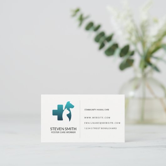 Dierenverzorging | Asiel | Gezondheidszorg Visitekaartje (Staand voorkant)