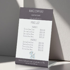 Dierenverzorging ballon hond service prijslijst reclamebord met voetstuk