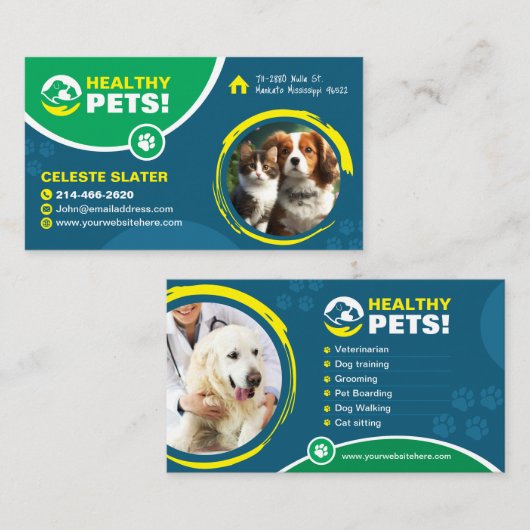 Dierenverzorging, Dierenarts, Dierenarts, Dierenkl Visitekaartje (Voorkant / Achterkant)