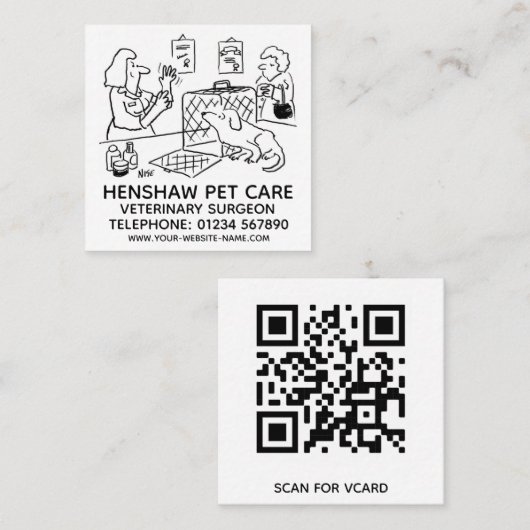 Dierenverzorging dierentuin vierkante visitekaartje (Voorkant / Achterkant)