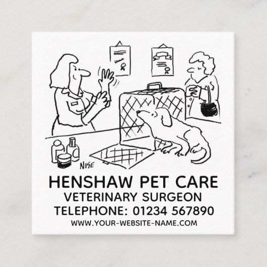 Dierenverzorging dierentuin vierkante visitekaartje (Voorkant)