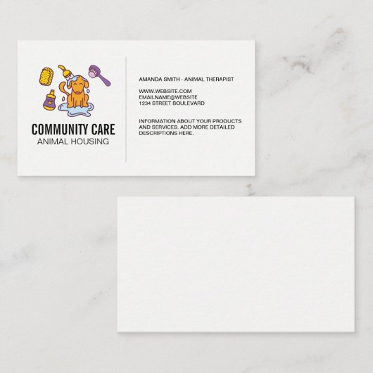 Dierenverzorging | Hond in zeepwater Visitekaartje (Voorkant / Achterkant)