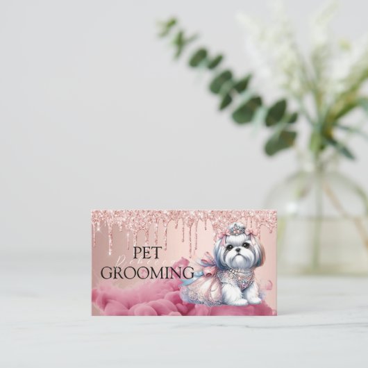 Dierenverzorging Pet Grooming Spa Salon Puppy Visitekaartje (Staand voorkant)