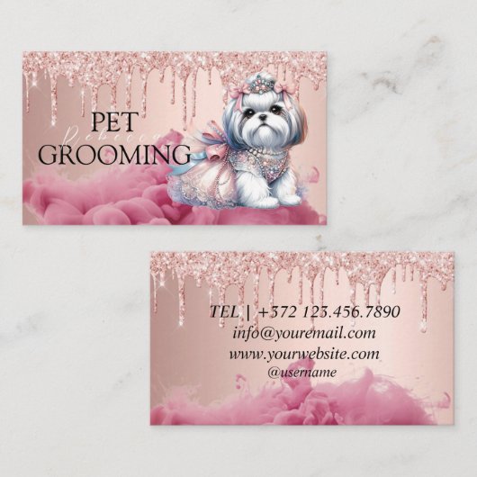 Dierenverzorging Pet Grooming Spa Salon Puppy Visitekaartje (Voorkant / Achterkant)