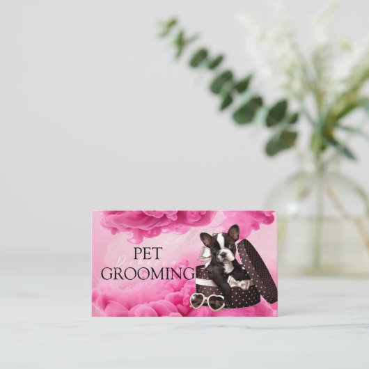 Dierenverzorging Pet Grooming Spa Salon Puppy Visitekaartje (Staand voorkant)