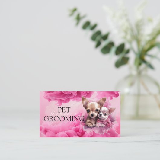 Dierenverzorging Pet Grooming Spa Salon Puppy Visitekaartje (Staand voorkant)