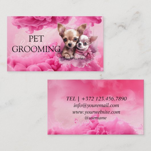 Dierenverzorging Pet Grooming Spa Salon Puppy Visitekaartje (Voorkant / Achterkant)