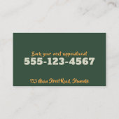 Dierenverzorging, verzorgingsservice visitekaartje (Achterkant)