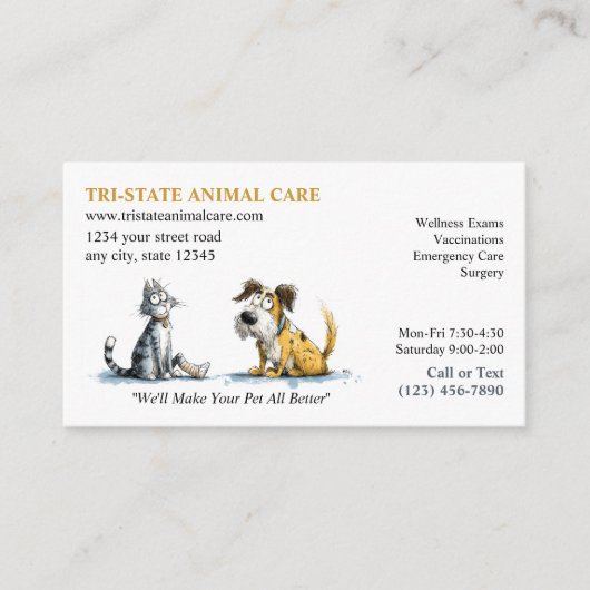 dierenverzorgingskliniek visitekaartje (Voorkant)