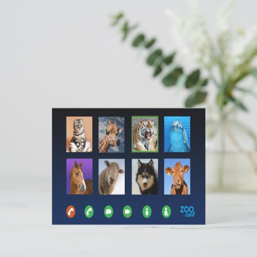 Dierenvideoconferentie Briefkaart (Staand voorkant)