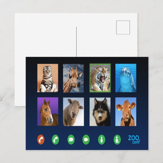Dierenvideoconferentie Briefkaart (Voorkant / Achterkant)