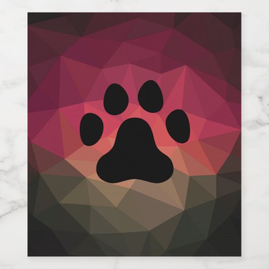 Dierenvoetafdruk, katten- en hondenpoot wijn etiket (Enkel label)