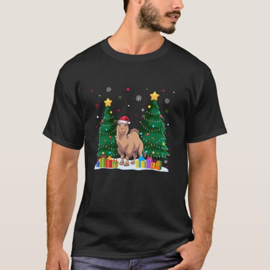 Dierenvriend Bactrische Camel Santa Hat Ugly Chris T-shirt (Voorkant)