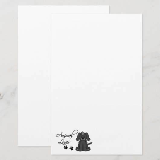 Dierenvriend-Cartoon Dog en poepafdrukken Briefpapier (Voorkant / Achterkant)