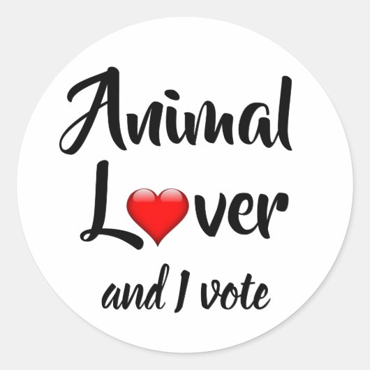 Dierenvriend en ik stem ronde sticker (Voorkant)