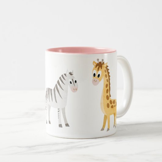 dierenvriend Giraffe en Zebra Tweekleurige Koffiemok (Voorkant rechts)