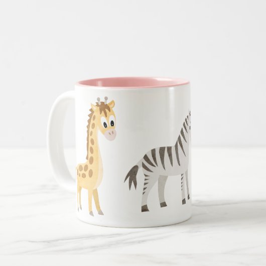 dierenvriend Giraffe en Zebra Tweekleurige Koffiemok (Voorkant links)