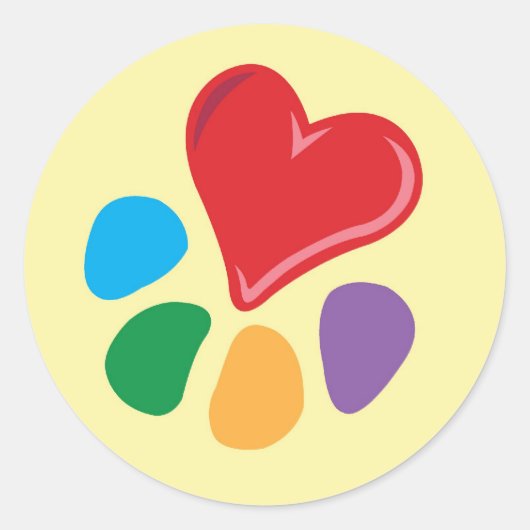 Dierenvriend_Heart-Paw Ronde Sticker (Voorkant)