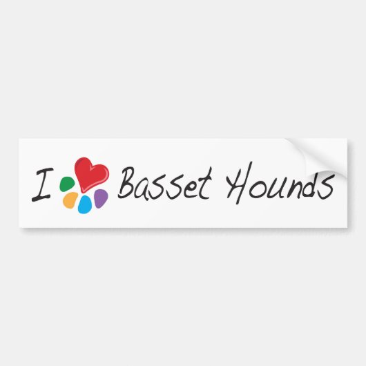 dierenvriend_I Heart Basset Hounds Bumpersticker (Voorkant)