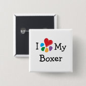 dierenvriend_I Heart My Boxer Vierkante Button 5,1 Cm (Voorkant /achterkant)