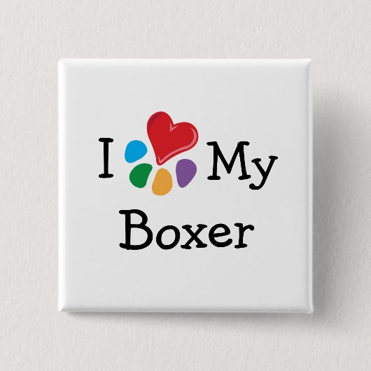 dierenvriend_I Heart My Boxer Vierkante Button 5,1 Cm (Voorkant)