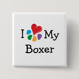 dierenvriend_I Heart My Boxer Vierkante Button 5,1 Cm