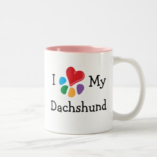 dierenvriend_I Heart My Dachshund Tweekleurige Koffiemok (Rechts)