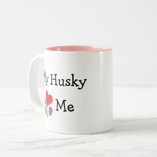 Dierenvriend_I Heart My Husky Tweekleurige Koffiemok (Voorkant links)