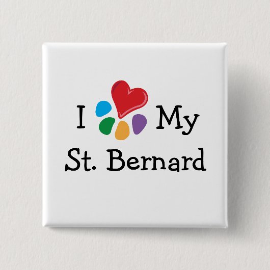 dierenvriend_I Heart My St. Bernard Vierkante Button 5,1 Cm (Voorkant)